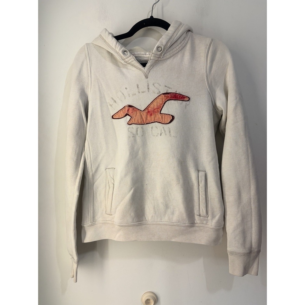 Y2K Hollister California Hoodie Women's L White Seagull Graphic 2000s